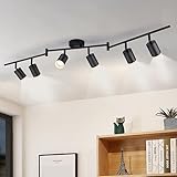 Gr4tec Deckenstrahler LED 6 Flammig, Modern LED Deckenleuchte Strahler Schwarz, Deckenlampe Spot Schwenkbar, Metall Deckenspot GU10 für Flur Küche Schlafzimmer Wohnzimmer (Ohne Leuchtmittel)