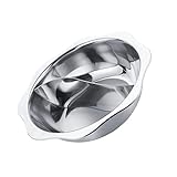 LALADEFIEE Hot Pot Topf Hot Pot Mit Trennwand Zweiseitiger Topf Induktionskochtopf Kochgeschirr Mit 2 Kochtöpfen Topf Mit Geschmacksrichtungen Zweiseitiger Kochtopf Kocher Silver