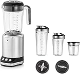WMF Kult X Multifunktionsmixer, 25.000 U/min, 900 Watt, 2 Geschwindigkeiten, 4 Mixbehälter, ToGo-Flasche & Kult X Mix & Go/Küchenminis Trinkflasche 600 ml
