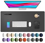 Aothia Schreibtischunterlage,Mauspad mit Leder und Rutchfeste Wildleder,Multifunktionales Office Mousepad Laptop Schreibunterlage,Tisch-Schutz Unterlage für Büro/Home(60x35cm,grau)