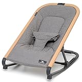 DROMADER Babywippe für Neugeborene - tragbare Babyschaukel mit abnehmbare Spielzeugbogen mit 2 Plüschtiere - Babywiege ab der Geburt bis 9kg - 3 einstellbare Liegepositionen - Grau