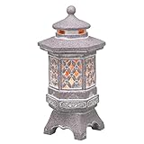 TERESA'S COLLECTIONS Gartendeko für Draußen Japanische Steinlaterne Pagode Statue Solarleuchte Kunstharz Gartenfigur Zen Gartendeko für Außen Terrasse Hof Geschenke für Frauen 21cm