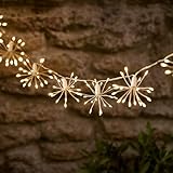 Lights4fun 200er LED Starburst Solar Lichterkette mit Fernbedienung USB Aufladbar Solar Lichterkette warmweiß Solarlampen für außen