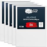 Artina FSC® Keilrahmen 5er Set Akademie 30x40 cm – Leinwand Set Maltuch aus 100% Baumwolle Leinwände 280 g/m² - Keilrahmenset Leinwand zum Bemalen für Acryl-, Aquarell-, Ölfarbe uvm