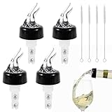 BORISCA 4 Stück Flaschenausgießer, 2 Stück Ausgießer Spirituosen 2cl + 2 Stück Schnapsspender 4cl mit 4 Pinseln Dosierer für Flaschen Bar Portionierer Dosierhilfe Spirituosen für Weincocktails und öle
