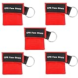 PHCOZY 5 Pcs CPR-Maske Schlüsselanhänger mit Rückschlagventil und Beatmungstuch von MojiDecor Atmen Barriere in Rot