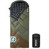 KingCamp Schlafsack Flannel, Schlafsack Erwachsene, 3-4 Jahreszeiten, Schlafsack Ultraleicht, Baumwolle, Warm, Deckenschlafsack, Tragbar, Wasserdicht, Schlafsack Camping