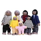 Nyutcwe Dollhouse People 7pcs Dress-up Family Dollhouse Dolls süße kleine Holzpuppen-Figuren umfassen Opa, Oma, Mama, Papa, Junge und Mädchen Stil 2