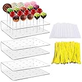 Sinofort Cake Pop Ständer,3Stück Pop Lutscher Ständer 20Löcher Cake Pop Halter mit Cellophantüten,Lutscher Sticks,Metallic Twist Krawatten für Hochzeiten Geburtstagsfeiern Babyparties