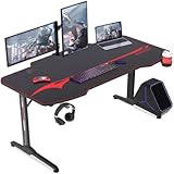 Homall Gaming Tisch 160 cm Gaming Schreibtisch Gamer Computertisch Ergonomischer PC Tisch mit Getränkehalter und Kopfhörerhalter T-Förmiger (Schwarz, 160 x 60 cm)