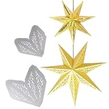 2 Stück Faltstern Stanzschablonen Weihnachten Metall weihnachtssterne DIY Stanzschablone Prägeschablonen Stanzformen Schablonen Fenster Dekoration Advent Christmas (30cm + 20cm)