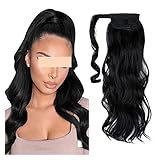 Damenperücke Wellenförmige Pferdeschwanz Haarverlängerung lockiger Clip in gefälschte Perücke Haarteil Blonde Blondine Wrap Runde Schwanz Damen Perücken Haarteil (04.18inches)