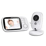 GHB Babyphone mit Kamera Baby Monitor 3.2' LCD Nachtsicht VOX Modus Gegensprechfunktion und Schlaflieder