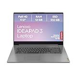 Lenovo IdeaPad 3 17ALC6 Laptop | 17.3' Full HD Display | AMD Ryzen 7 5700U | 12GB RAM | 512GB SSD | AMD Radeon Grafik | Windows 11 Home | QWERTZ | grau | 3 Monate Premium Care