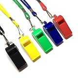 iJiGui Pfeife, 5 Stück Sportpfeifen mit Umhängeband, Plastik Pfeifen mit Lanyard, Lauter Klarer Klang für Schulsport, Fußball, Hundetraining, Sportunterricht