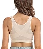 DotVol Damen Vorderverschluss BH Rückenstütze Haltungskorrektur BH Vollschalen Ohne Bügel(85B,Beige)