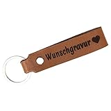 Tidero Schlüsselanhänger Leder mit Wunschgravur, individuelle Gravur - personalisiert Schlüsselbund Namen Auto - Geschenk für Männer Frauen Jahrestag - 100% Handmade in Germany - Braun Retro
