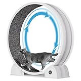 Crevyteg Katzen-Laufrad, 114 cm, leises Katzen-Laufband mit Schrittzähler, Laufrad und abnehmbarer Teppichlaufbahn, interaktives Spielzeug zum Laufen, Walken, Training, Weiß