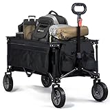 Timber Ridge Bollerwagen Faltbar Strand Transportwagen mit Seitentasche Getränkehalter verstellbarem Griff, Gartenwagen Strandwagen für Alle Gelände, Draussen Camping Einkaufen, 100kg Belastbarkeit