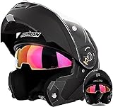 Integralhelme Flip-Up Mopedhelm Modular-Helm Rollerhelm Erwachsener Herren & Damen Motorrad-Helm Sturzhelm Klapphelm Full-Face Motorcycle Helmet ECE-Zertifizierung A,4XL=67-68CM