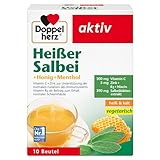 Doppelherz Heißer Salbei mit Honig und Menthol - Vitamin C und Zink zur Unterstützung der normalen Funktion des Immunsystems - heiß & kalt - 10 Beutel