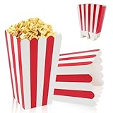 Popcorn Boxen, 30 Stück Popcorn Tüten Klein, Popcorntüten Rot/Weiß Gestreift für Kino, Geburtstagsfeier, Partysnacks, Süßigkeiten Tüten (7x5x12cm)