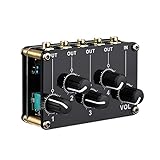 1-in-4-out passives Mischpult Modul Mini Stereo 4-K Passiv Mixer Audio Mixer 1 Audioeingang zu 4 Ausgängen Ultra Kompakt Low Noise für Aufnahme Studio Konsole Bühne Small Club oder Bar