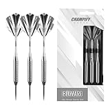 Champify® Messing Darts Set “Blizzard” mit 18g Barrel und Stahlspitze | 3 Dartpfeile mit 6 Schäften & Flights | inkl. weiteres Zubehör | Dartpfeile mit Stahlspitzen ideal für Dart Anfänger
