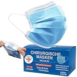 SS-Medical 100 Stück Medizinische OP Masken Typ IIR EN14683 zertifiziert – 3-lagige chirurgische Einwegmasken, CE-zugelassenes Medizinprodukt, BFE ≥ 98%, atmungsaktive Mundschutzmasken | Hellblau