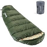 Skandika Vegas Junior Kinderschlafsack | Outdoor Camping Schlafsack für Kinder, weiches Innenfutter, kuschelig weich, wasserabweisend, Komfortbereich von 12 bis 3°C, 170 x 70 cm (dunkelgrün)