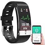 Newgen Medicals Fitnessuhr Damen: Fitness-Armband mit EKG-, Herzfrequenz- & SpO2-Anzeige, IP67 (Blutdruckmessgerät Smartwatch, Smartwatch Pulsmesser Blutdruck, Entfernungsmesser)