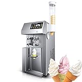 GLETSF Automatische Eismaschine, 1250 W kommerzielle Softeismaschine, Joghurt-Milchshake-Maschine, Softeismaschine aus Edelstahl 304 mit LED-Anzeige, für Geschäfte, Restaurants, Bar, 12 l/h, CE