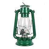 PXAMORTEL Glas Kerosinlampe Öllampe, Feine Öllampen Vintage Metall Glasschirm Petroleumlampe Hängelampe Outdoor Camping Lampe Öllampe Laterne(Green,20cm/7.8in)