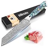 Home Safety Damastmesser Kiritsuke Kochmesser mit extrem Scharf 19 cm Klinge aus 67 Lagen VG-10 Damaststahl Küchenmesser Damast Fleischmesser, Abalone-Muschel Griff, Geschenkbox