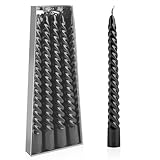 Bolosa 4 Stück Spiralkerzen Schwarz, Spitzkerzen, Lange Kerzen, Aesthetic, Dinner Kerzen Gedreht