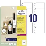 AVERY Zweckform T2002-10 stabile Anhänger 100 Stück inkl. Schnüre (90x50mm auf A4, beidseitig bedruckbare Produktanhänger, extra glatte Kanten, Geschenkanhänger, Preisanhänger) Karton 220g, weiß