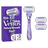 Gillette Venus Deluxe Smooth Swirl Rasierer Damen mit Feuchtigkeitsstreifen für Hautschutz, Damenrasierer + 3 Rasierklingen