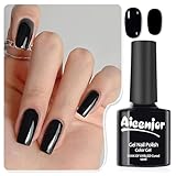 Aieenjor UV Nagellack Schwarz, Schellack Nagellack Schwarz, Manicure Gellack, DIY Gel Maniküre Design, Black Gel Nail Polish 10ML