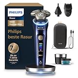 Philips Rasierer i9000 Prestige Ultra, Nass- und Trockenrasierer, adriatic, Druck- und Bewegungssensor, 5+1 Bartstyler, Nasenhaartrimmer, Reinigungsstation, Ladestation und Reiseetui, Modell XP9401/38