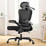 Marsail Bürostuhl Ergonomisch Schreibtischstuhl hat Verstellbarer Lordosenstütze Kopfstütze und Armlehne Höhenverstellung und Wippfunktion, Deep Black