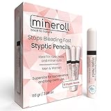 Mineroll Styptic Pencils Rasierzubehör (12 Stifte) Stoppt Blutungen schnell zum Rasieren von Kerben, Rasiermesserschnitten für Männer und Frauen – hygienisch und ideal für Friseure oder Privatpersonen