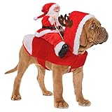 RANYPET Hund Santa Claus Reiten Weihnachtskostüm, Premium Haustier Kleidung Weihnachten Reiten Outfit für Kleine Große Hunde Katzen Kleidung Weihnachtsfeier Anzieh Kleidung M