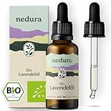 nedura® BIO Lavendelöl [100% NATURREIN] - Echter Lavendel aus Griechenland - Lavandula Angustifolia - Ätherisches Öl für Aromatherapie, Diffusoren, Duftlampen - 30 ml