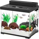 AQQA Klein Aquarium Komplettset - 4 Farben LED Beleuchtung, Doppeltes Filtersystem, Pumpe, Perfect for Feeding Shrimp and Snails, 9L