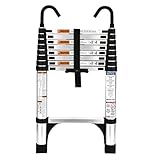 HBTower 2,6m Teleskopleiter Aluminium mit Haken, Leichte...