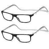 NEWVISION® Lesebrille, Sichtbrille mit Magnet für Herren, magnetische Brille für Damen, verstellbar, leicht, magnetisch, zum Aufhängen am Hals, NV2904, 2schwarz, normal