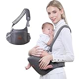 Ergonomische Babytrage, SUNVENO Baby Hüftsitzträger, Baby Hüftsitz mit verstellbarem Gurt und Tasche, Baby Hüfthocker Praktische Baby Vordertrage für 0-20 kg Baby (Grau(Schultergurte))