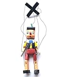 HC Enterprise-019 Pinocchio aus Holz mit mehrfarbigem Seil, 20 cm
