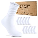 10 Paar Sportsocken Herren Tennissocken Baumwolle Atmungsaktive Crew Socken 70205T (Weiß 43-46)