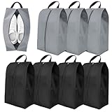8 Stück Schuhbeutel Reise, wasserdichte Schuhtasche mit Reißverschluss, Staubdichte Schuhtasche, Schuhsack Reise Organizer, Shoe Bag für Reise oder Zuhause(Schwarz, Grau)